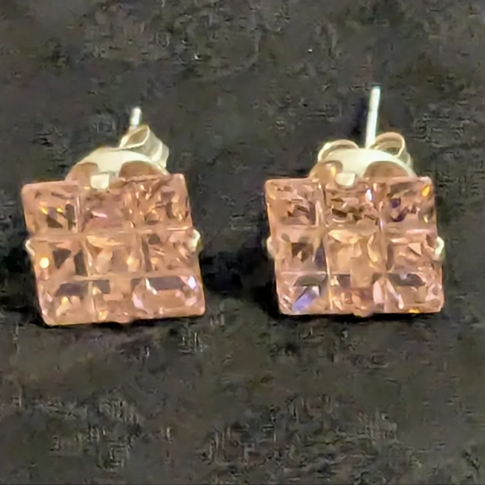 🆕 Pink Simulated Topaz CZ Earrings 925 Sterling Silver Earrings - Picture 6 of 9